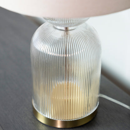 Ribbed Cylinder Glass Table Lamp