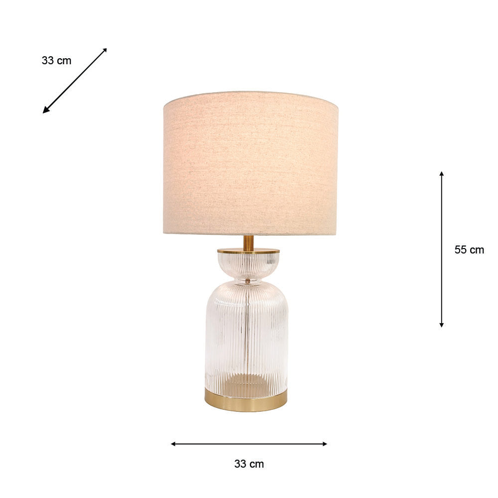 Ribbed Cylinder Glass Table Lamp