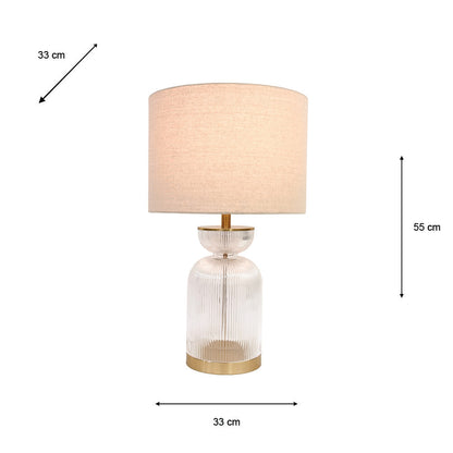 Ribbed Cylinder Glass Table Lamp