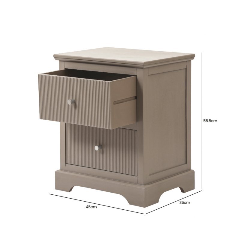 2 Drawer Bedside Cabinet Taupe