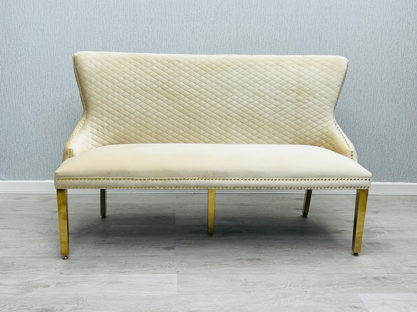 Valentino Cream & Gold Velvet Kitchen Bench