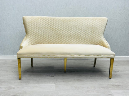 Valentino Cream & Gold Velvet Kitchen Bench