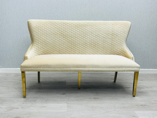 Valentino Cream & Gold Velvet Kitchen Bench