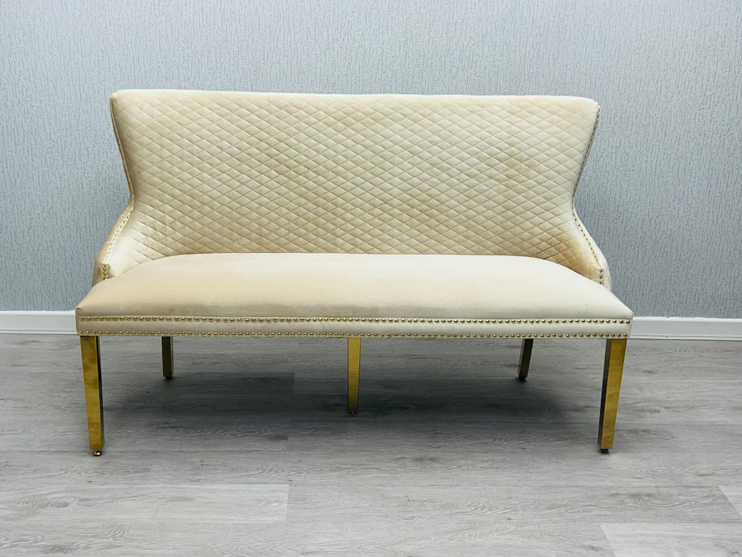 Valentino Cream & Gold Velvet Kitchen Bench