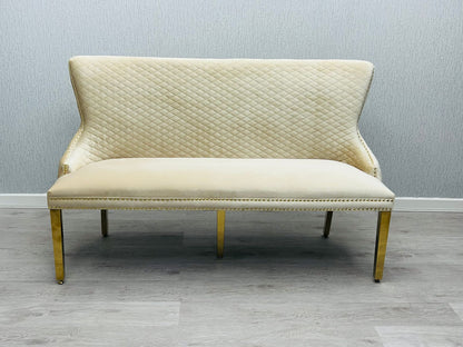 Valentino Cream & Gold Velvet Kitchen Bench