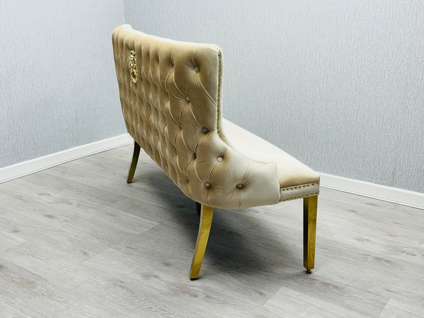 Valentino Cream & Gold Velvet Kitchen Bench