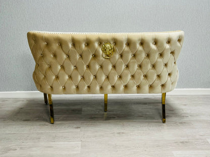 Valentino Cream & Gold Velvet Kitchen Bench