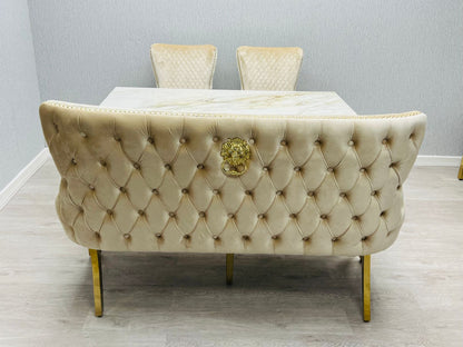 Valentino Cream & Gold Velvet Kitchen Bench