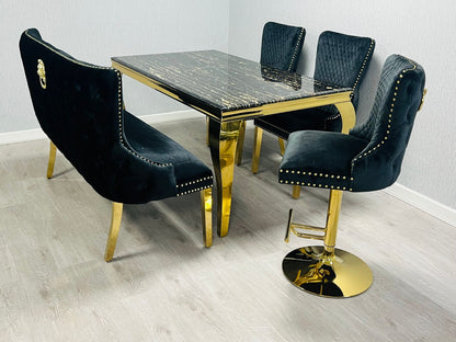 Valentino Black & Gold Velvet Kitchen Bench