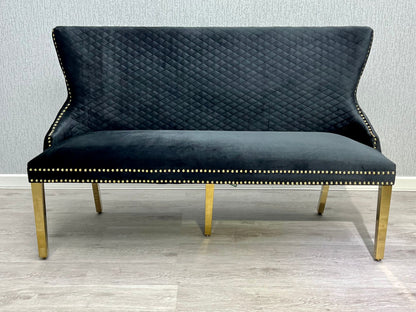 Valentino Black & Gold Velvet Kitchen Bench