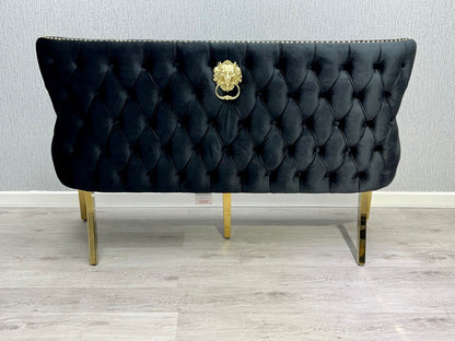 Valentino Black & Gold Velvet Kitchen Bench