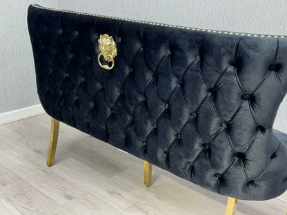 Valentino Black & Gold Velvet Kitchen Bench