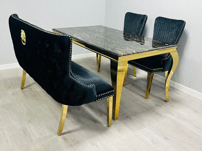 Valentino Black & Gold Velvet Kitchen Bench