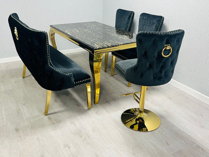 Valentino Black & Gold Velvet Kitchen Bench