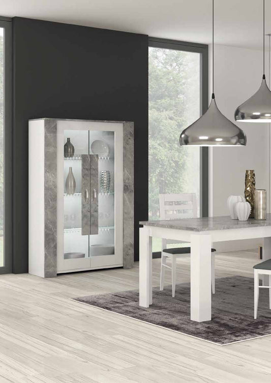 Vivaldi Italian 2 Door White Glass LED Display Cabinet