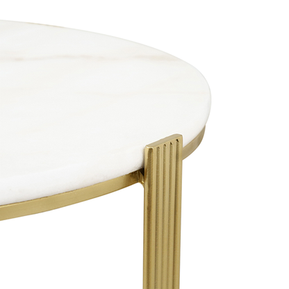 Yohan White Marble Coffee Table with Gold Metal Legs