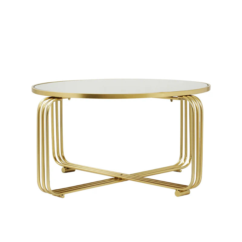 Yuan Gold Metal Coffee Table with Mirror Top