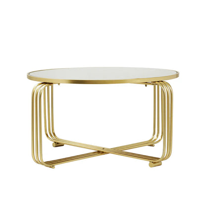 Yuan Gold Metal Coffee Table with Mirror Top