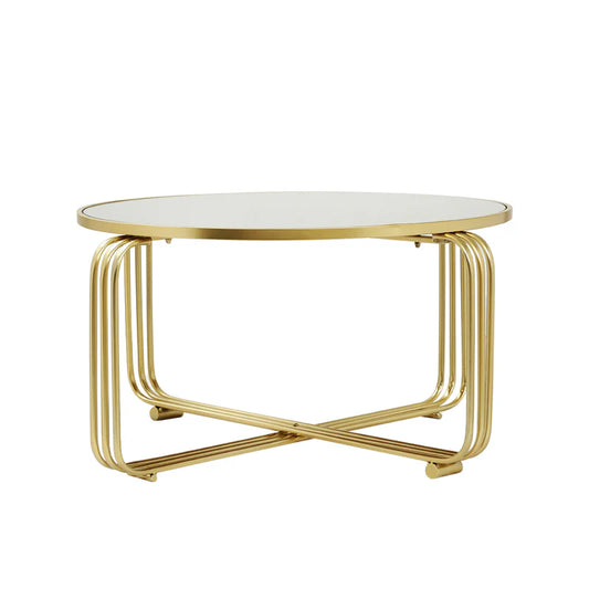 Yuan Gold Metal Coffee Table with Mirror Top