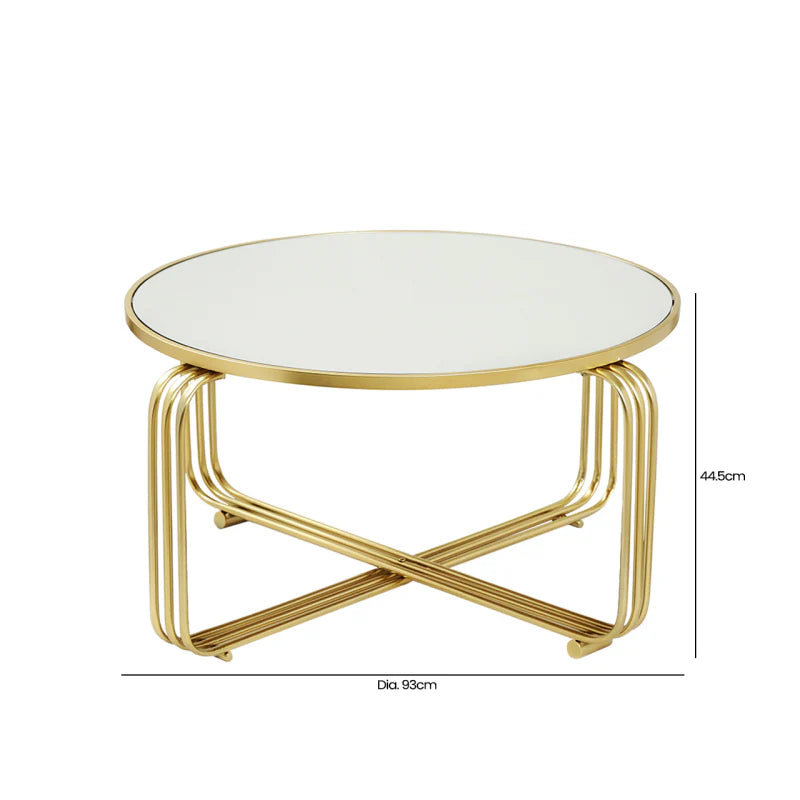 Yuan Gold Metal Coffee Table with Mirror Top
