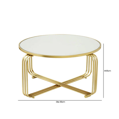 Yuan Gold Metal Coffee Table with Mirror Top