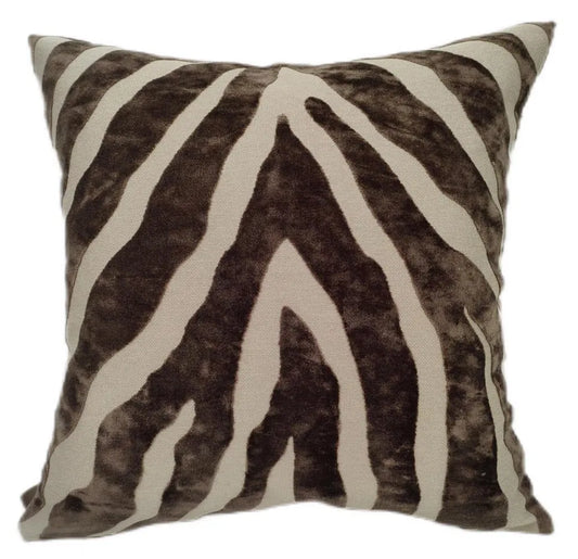 Malini Paul Moneypenny Zebra Chocolate Cushion