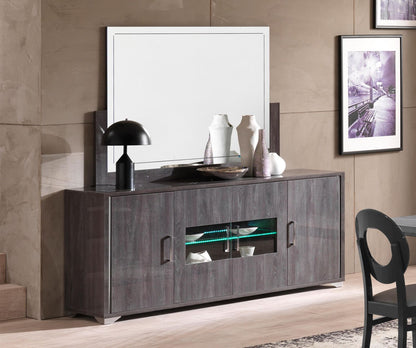 Armony Italian Grey Gloss 4 Door Sideboard with Interior LED Light
