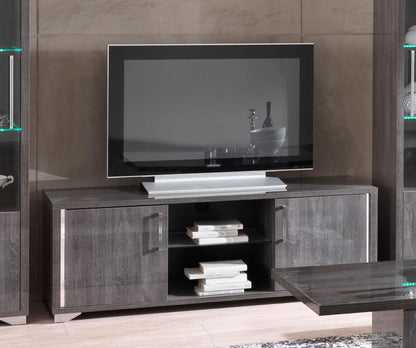 Armony Italian Gloss Grey Large TV Unit with Chrome Handles and Feet