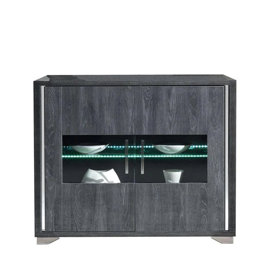 Armony Italian Grey Gloss 2 Door Sideboard with Interior LED Light