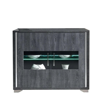 Armony Italian Grey Gloss 2 Door Sideboard with Interior LED Light