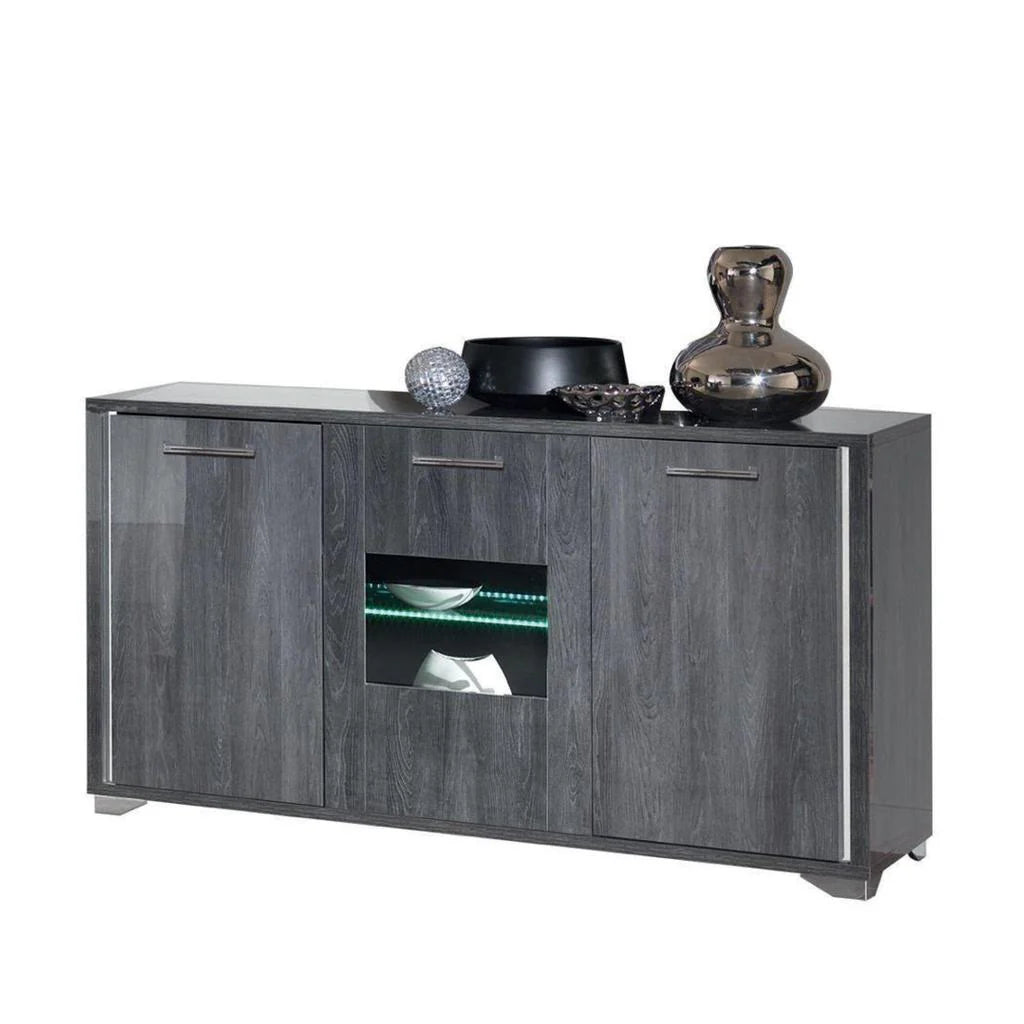 Armony Italian Grey Gloss 3 Door Sideboard with Interior LED Light