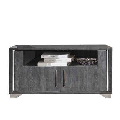Armony Italian Gloss Grey Small TV Unit with Chrome Handles and Feet