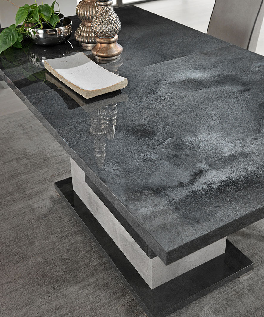 Hilton Italian Grey Gloss Dining Table with Pedestal Base
