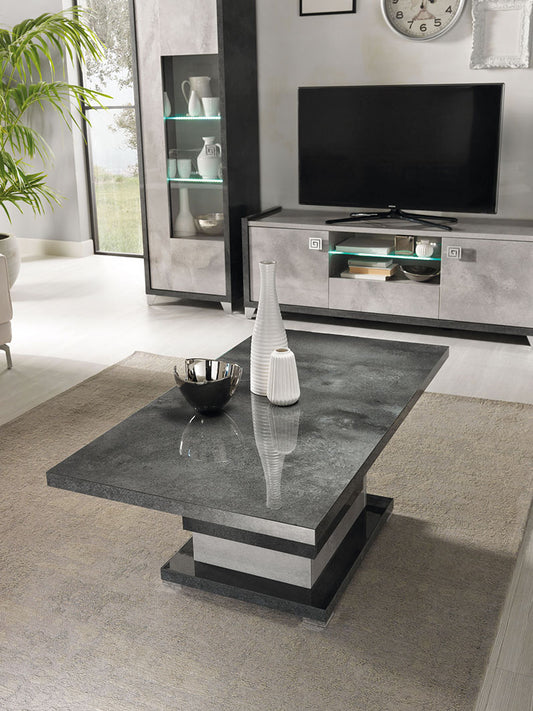 Hilton Italian Grey Gloss Coffee Table with Pedestal Base