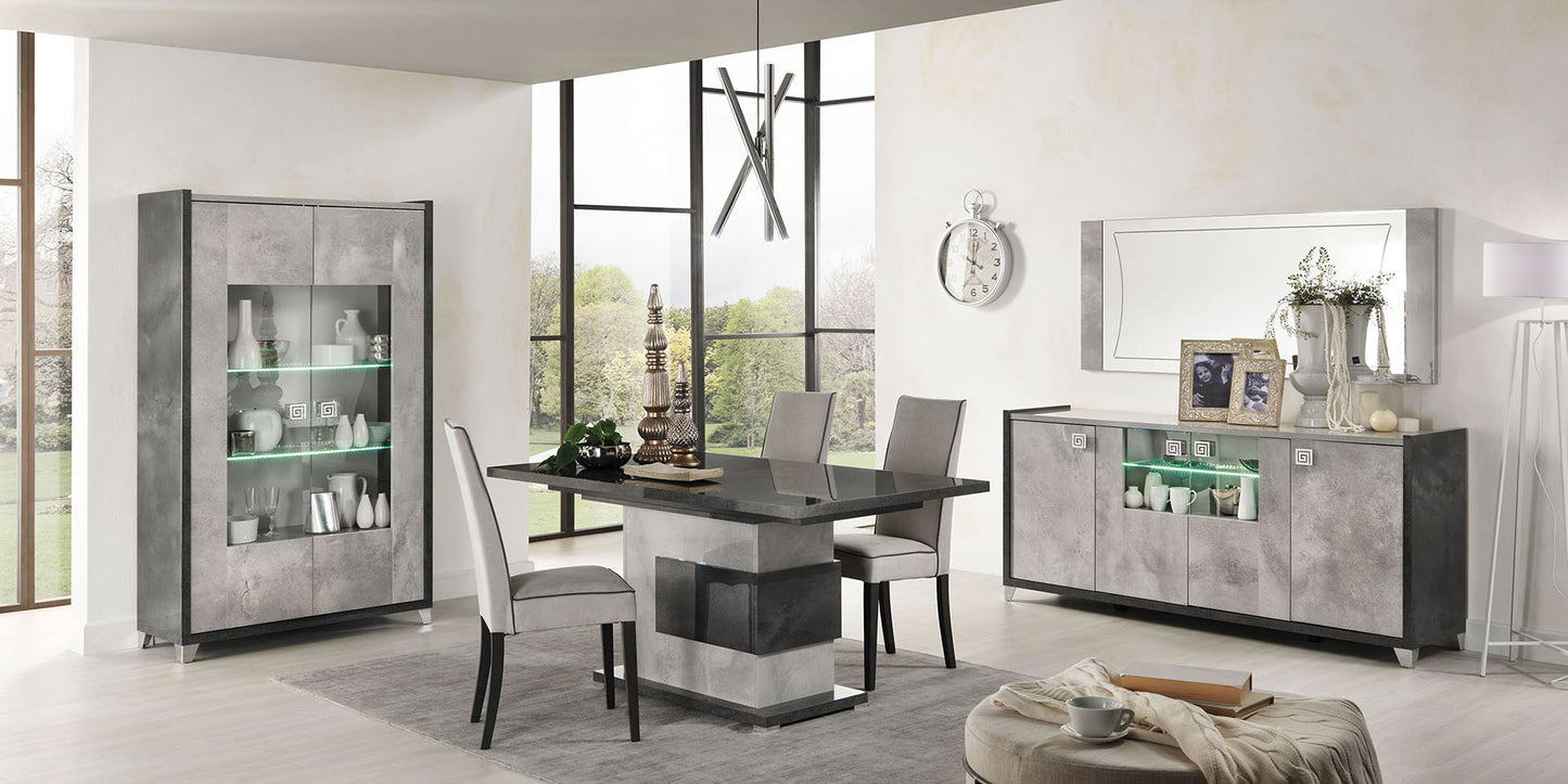 Hilton Italian Grey Gloss 4 Door Sideboard with Interior LED Light