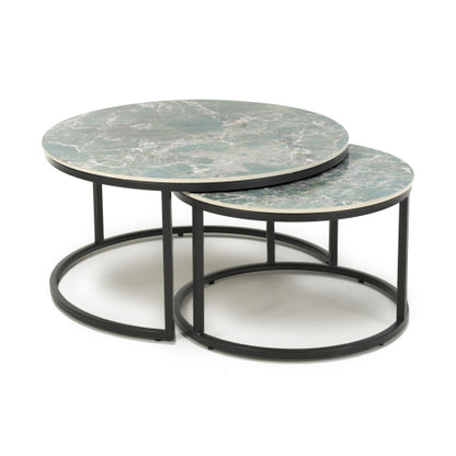 Round Green Twin Nest of Tables