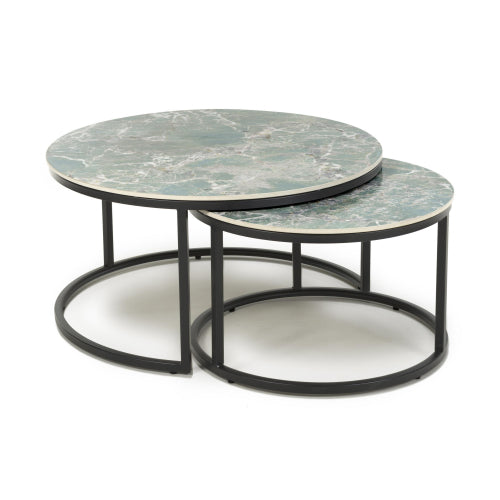 Round Green Twin Nest of Tables