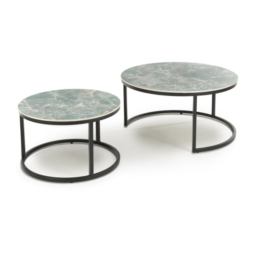 Round Green Twin Nest of Tables
