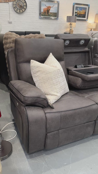 Edward Charcoal Grey Power Recliner LED Sofa Range