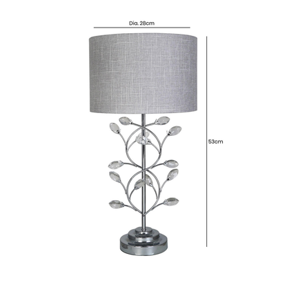 Chrome Metal Table Lamp With Light Grey Shade
