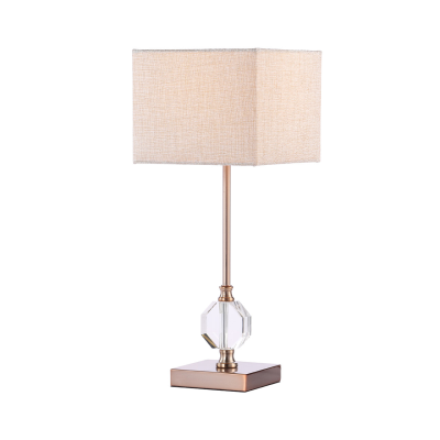 Metal with Crystal Table Lamp with Linen Shade