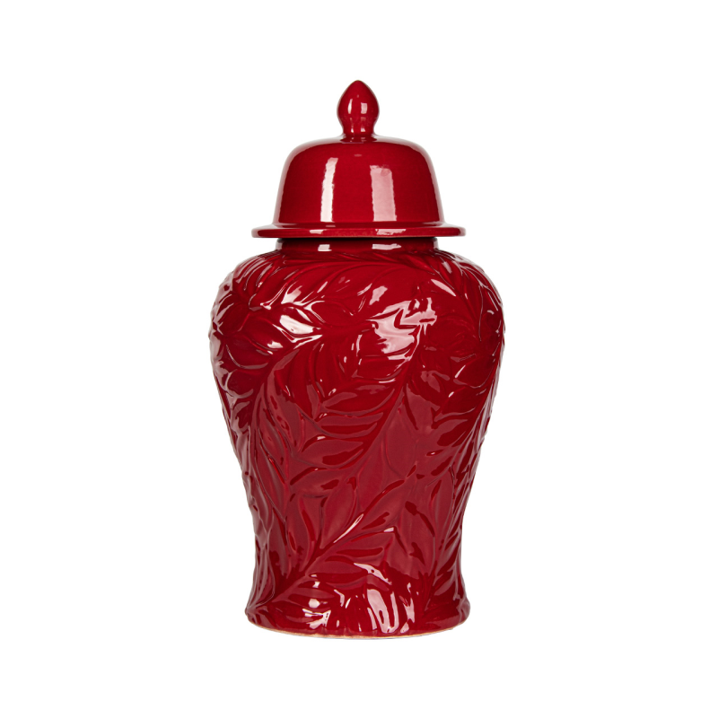 Large Handmade Carved Ceramic Ginger Jar