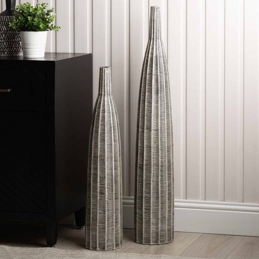 Black and White Lines Polyresin Vase