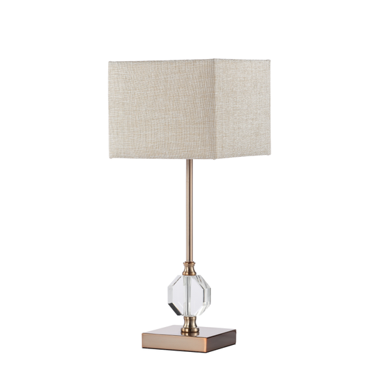 Metal with Crystal Table Lamp with Linen Shade