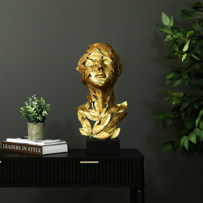 Large Polyresin Couple Leaf Figurine