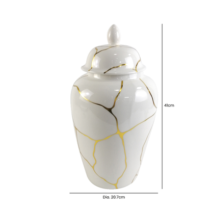 White and Gold Ginger Jar