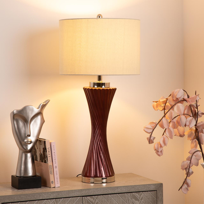 Twist Table Lamp With Linen Shade