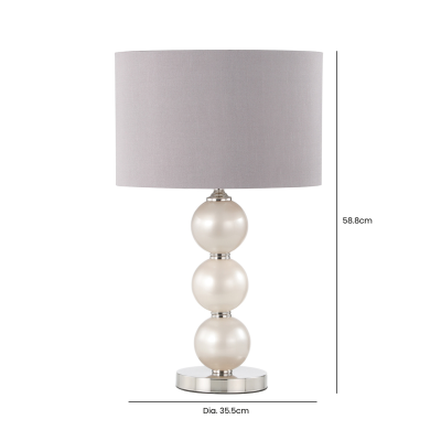 Glass Lamp With Grey Faux Silk Shade