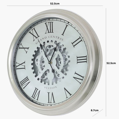 52.5cm Silver Gears Wall Clock