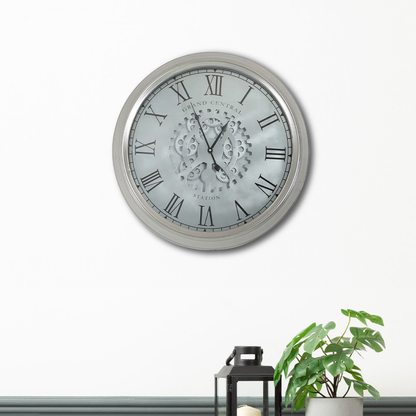 52.5cm Silver Gears Wall Clock